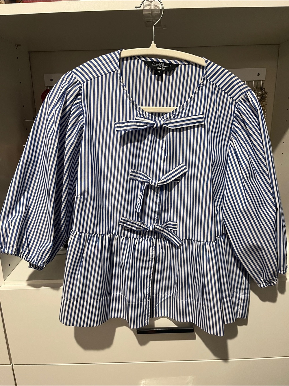 Velvet Heart Blue & White Vertical Stripe Top